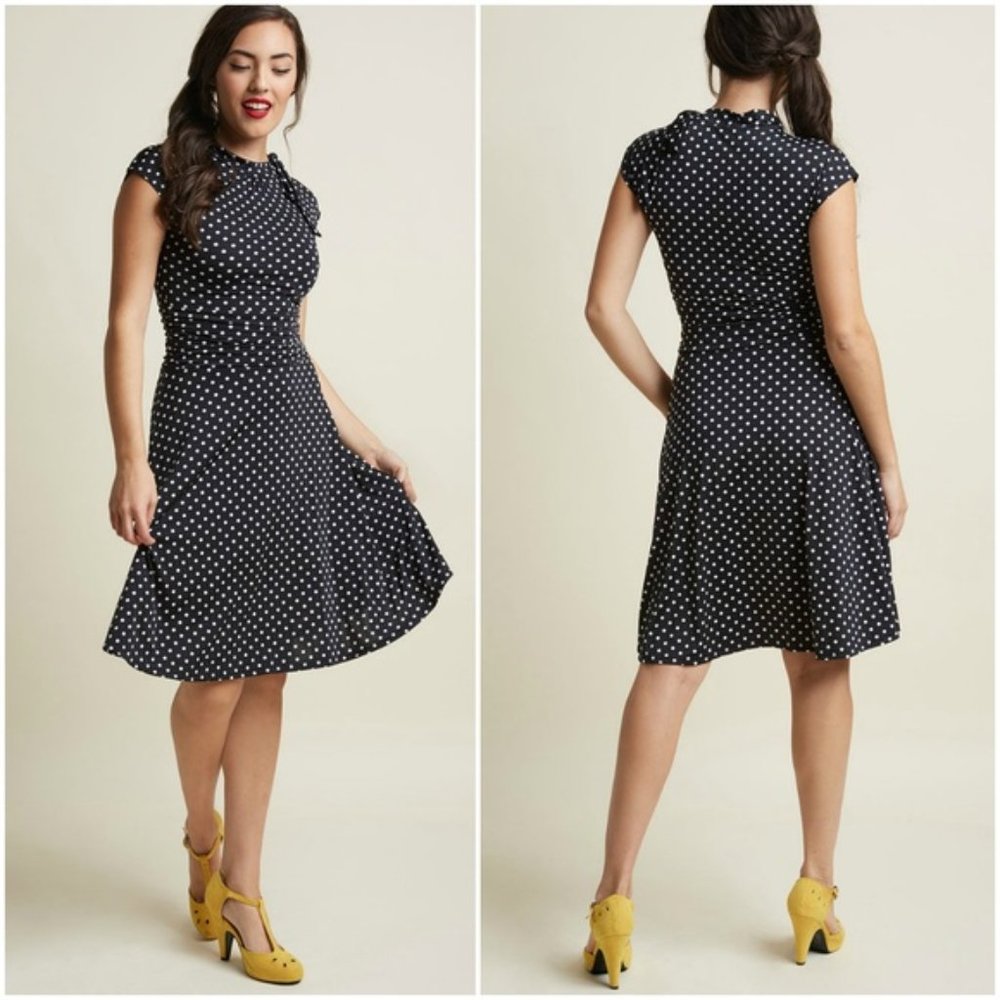 ModCloth "Dance Floor Date" Dress - Black Dots
